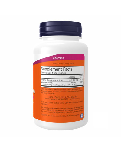 Вітамін C та цинк, C-1000 Zinc Immune - 90 vcaps