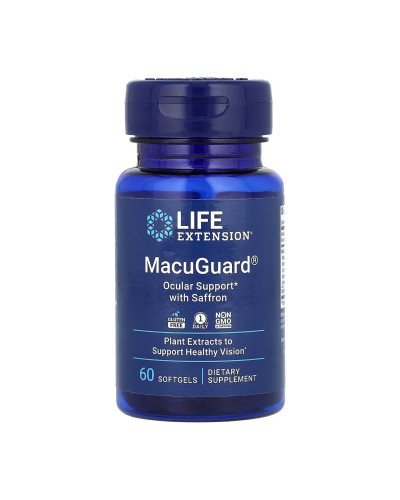 Life Extension, MacuGuard, добавка для здоров’я зору з шафраном, 60 софтгелей