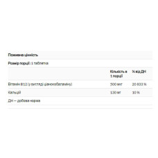 Вітамін Б12, Vitamin B12 500mcg - 100 tabs