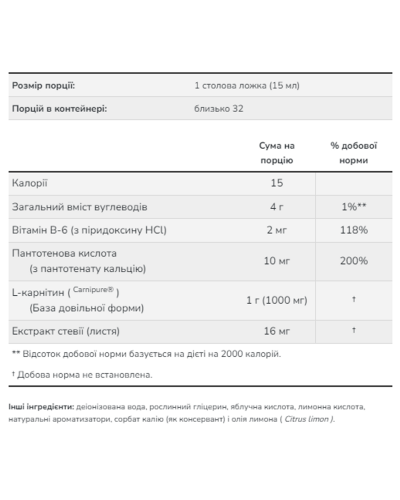 Рідкий Л Карнітин, Liquid L-Carnitine - 1000mg Citrus