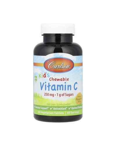 Дитячий вітамін С, Carlson For Kids Chewable Vitamin C - 60 tabs