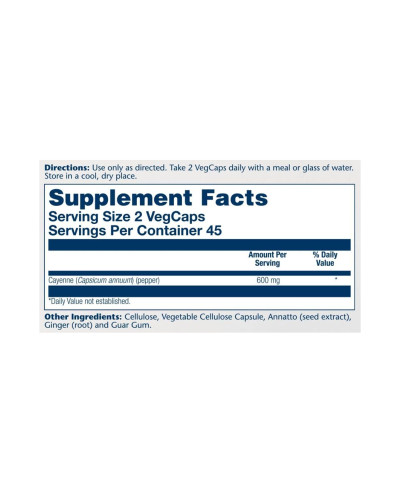 Cool Cayenne Pepper 40,000 HU 600mg - 90 vcaps