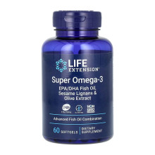 Омега 3, Super Omega-3 EPA/DHA Fish Oil Sesame Lignans & Olive Extract - 60 softgels