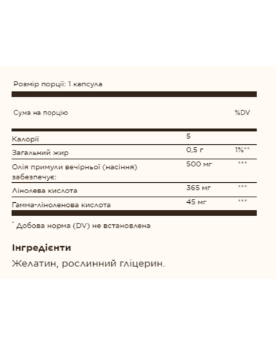Олія вечірньої примули, Evening Primrose Oil 500mg - 180 softgels