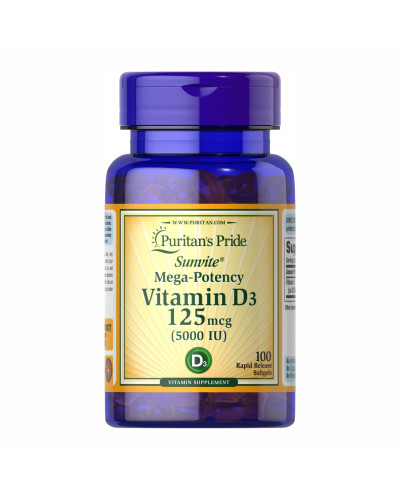 Вітамін Д-3, Vitamin D-3 125mcg (5000 IU) - 100 tabs