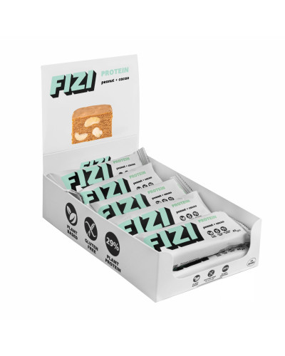 Протеїнові батончики, FIZI Protein Bar - 10х45g Peanut-Сacao