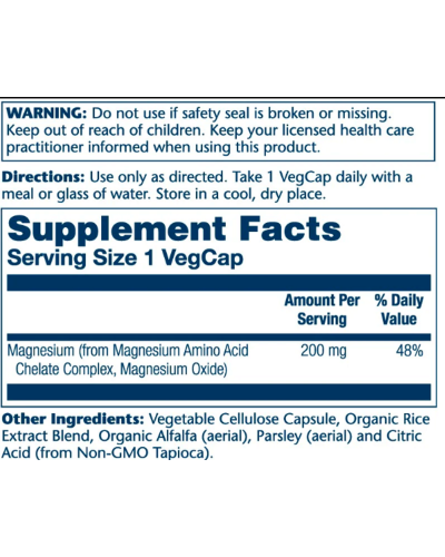 Магній хелат, Solaray Magnesium Amino Acid Chelate 200mg - 100 vcaps