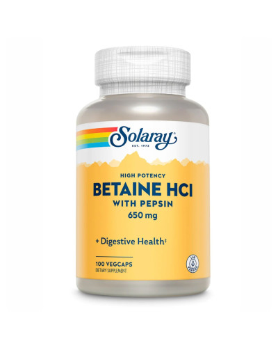 Бетаїн Гідрохлорид з Пепсином, High Potency Betain HCl with Pepsin 650мг - 100 vcaps
