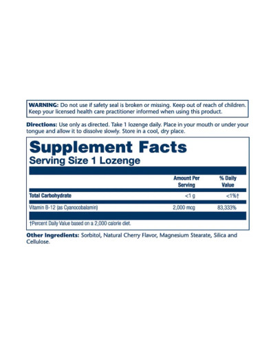 Вітамін Б12, Vitamin B-12 2000mcg - 90 lozenges Natural Cherry