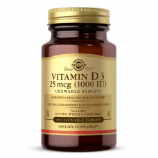 Вітамін Д3, Vitamin D3 25 mcg (1000 IU) Chewable Strawberry Banana Swirl - 100 Chewables
