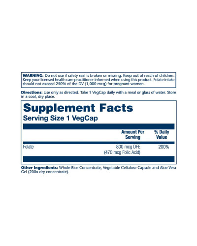 Фолієва кислота, Folic Acid 470 mcg (800 mcg DFE) - 100 caps