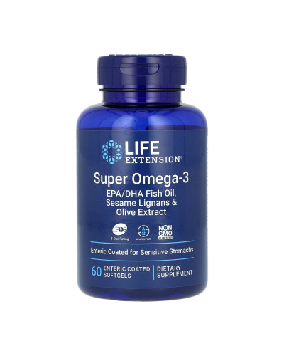 Омега 3, Super Omega-3 EPA/DHA Fish Oil Sesame Lignans & Olive Extract - 60 softgels