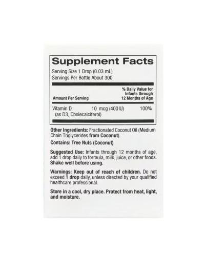 Liquid Vitamin D3 for Babies 10 mcg (400IU) - 10 ml