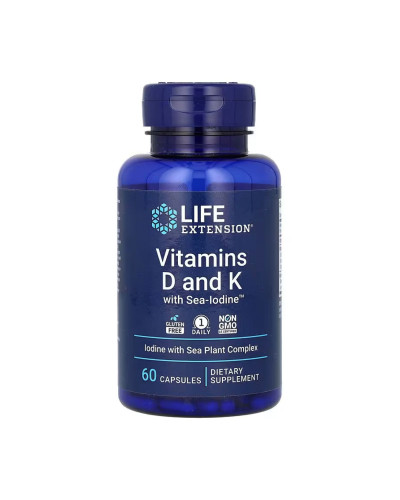 Вітамін Д3 і K з йодом, Vitamins D and K with Sea-Iodine™ - 60 caps