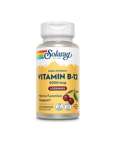 Вітамін Б12, Vitamin B-12 5000mcg - 30 льодяників з смаком вишні