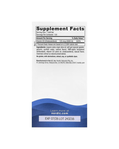 Vitamin D3 5000 - 120 mini softgels