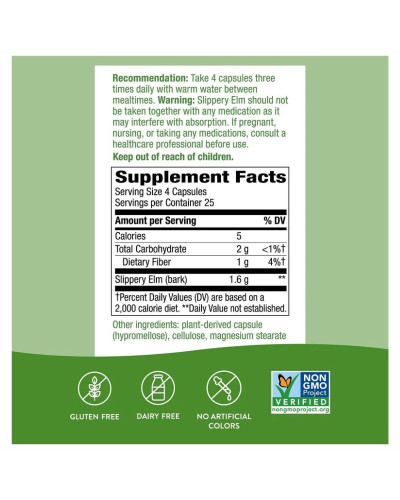 Слизький В'яз, Slippery Elm Bark - 100 vcaps