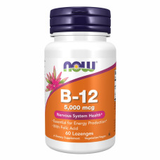 Вітамін B12 з фолієвою кислотою, B-12 5000mcg + Folic - 60 lozenges