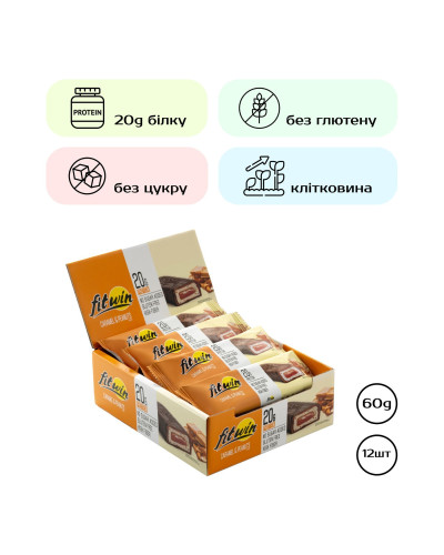 Протеїнові батончики, FitWin - 12х60g Caramel Peanuts