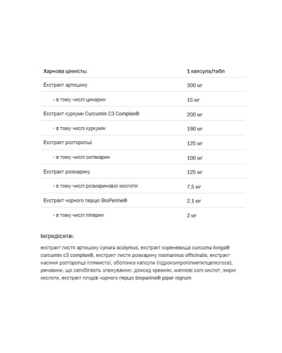 Рослинний комплекс з куркуміном, Health & Care Curcumin C3 Liver - 60 caps