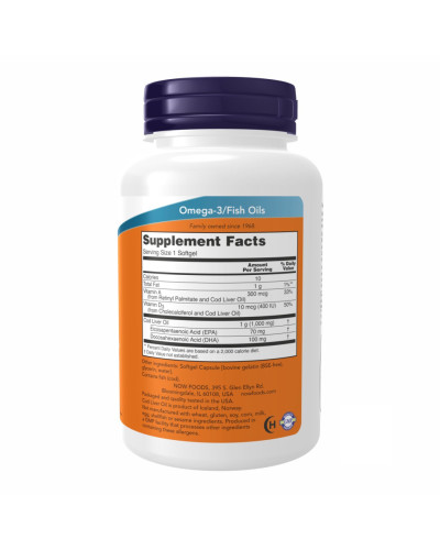 Олія печінки тріски, Cod Liver Oil 1000mg - 90 sgels