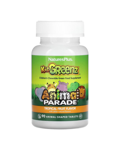 Вітамінний Комплекс із Зелених Суперфудів для Дітей, Animal Parade KidGreenz – 90 tabs Tropical Fruit