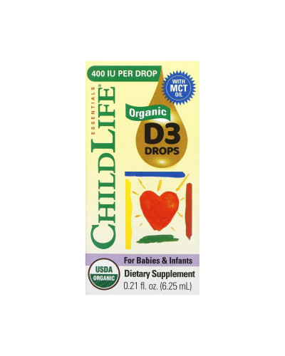 Органічний вітамін Д3 для немовлят та дітей 400 IU, Organic Vitamin D3 Drops - 6.25 ml