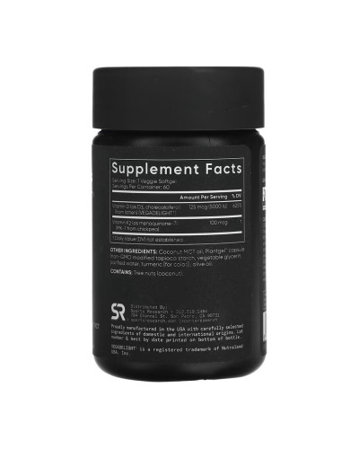 Д3 і К2, Vegan D3 5000iu + Vitamin K2 100mcg - 60 softgels