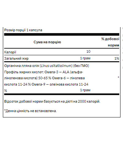 Лляна олія, Flaxseed Oil 1gram - 100soft