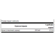 Хром Піколінат, Chromium Picolinate 200mg - 100caps