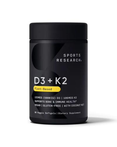 Д3 і К2, Vegan D3 5000iu + Vitamin K2 100mcg - 60 softgels