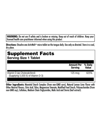 Вітамін Д3, D-3 5000 IU 125mcg - 90 tabs Lemon Lime