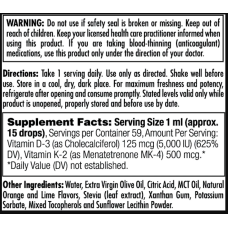 Вітамін Д3 та К2, D3 K2 DropIns 125mcg - 2 oz Citrus