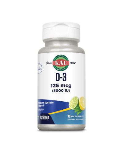 Вітамін Д3, D-3 5000 IU 125mcg - 90 tabs Lemon Lime