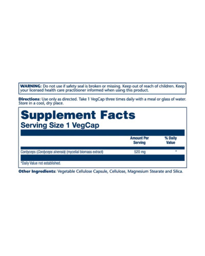 Кордицепс, Cordyceps Mushroom 520mg - 100 vcaps