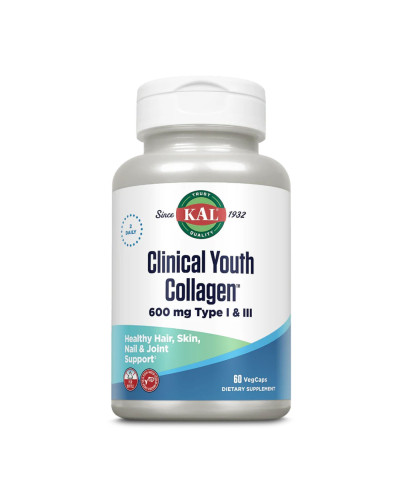 Морський колаген для краси та суглобів з рослинними екстрактами, Clinical Youth Collagen I&III 600mg - 60 vcaps
