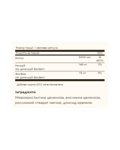 Біотин, Biotin 5000 mcg - 50 vcaps