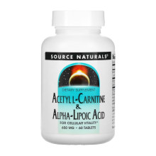 Ацетил Л-карнітин з Альфа-ліпоєвою кислотою, Acetyl L-Carnitine & Alpha-Lipoic Acid 650mg - 60 tabs