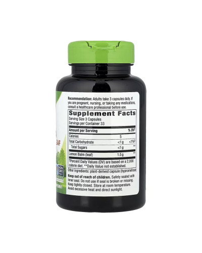 Melissa Lemon Balm Leaf - 100 vcaps