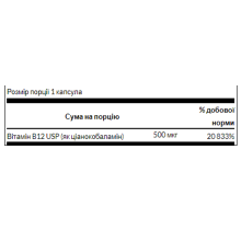 Вітамін В12, Vitamin B12 500 mcg - 100 Caps