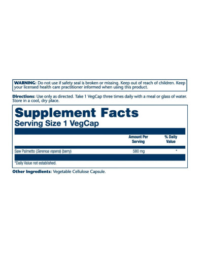 Со пальметто, Saw Palmetto Berry 580mg - 50 vcaps