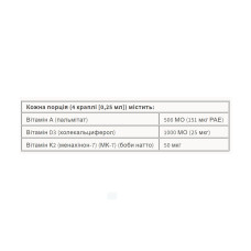 Вітамінний комплекс, Vitamin K2+D3+A 50 mcg/1000 IU/500 IU - 30ml