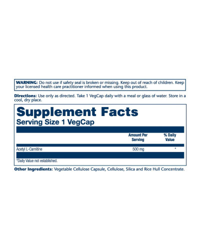 Acetyl L-Carnitine 500mg - 30 vcaps