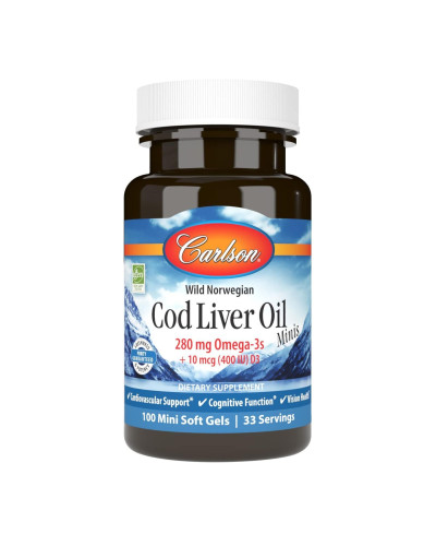 Жир печінки тріски, Cod Liver Oil - 100 mini softgels