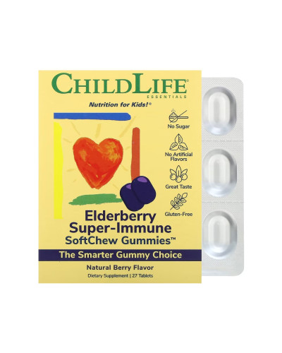Комплекс для покращення імунітету дітей, Elderberry Super-Immune SoftChew Gummies - 27 tabs Natural Berry