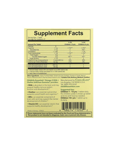 Омега 3 з Холіном, Omega-3 DHA + Choline - 27 tabs Natural Passion Fruit