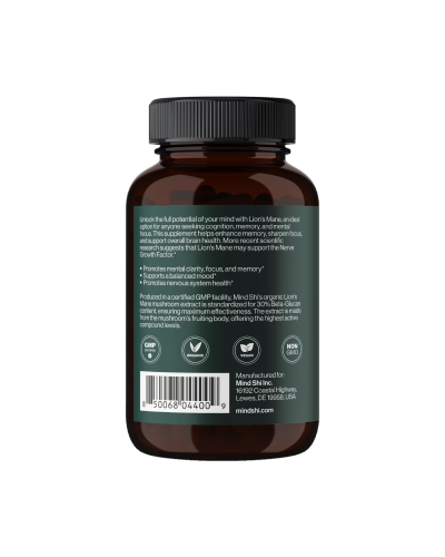 Їжовик гребінчастий, Lion's Mane Mushroom 1000 mg - 60 vegcaps