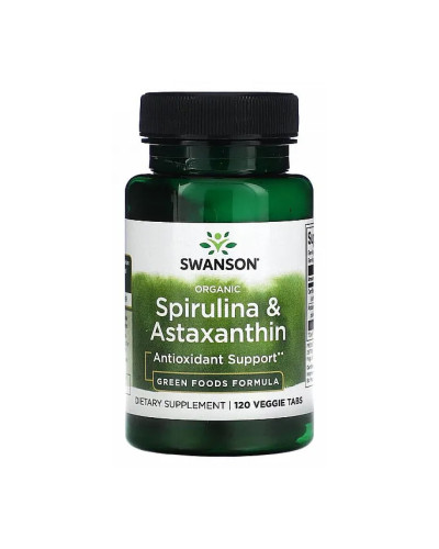 Органічна Спіруліна, Organic Spirulina & Astaxanthin - 120 veg tabs