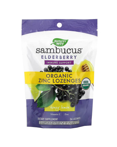 Льодяники з бузиною, Sambucus Organic Honey Lemon Lozenge - 24ct