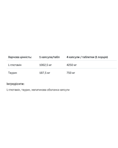 Глютамін, Glutamine 1250 Xtracaps - 180caps